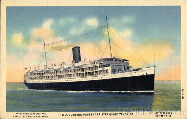 P.O. Turbine Passenger Steamship Florida Steamers