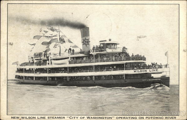 New Wilson Line Steamer City of Washington Operating on Potomac River
