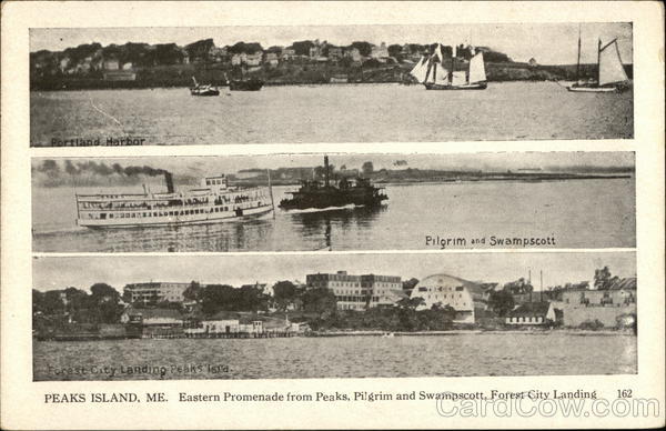 Peaks Island, ME. Eastern Promenade from Peaks Pilgrim and Swampscott, Forest City Landing