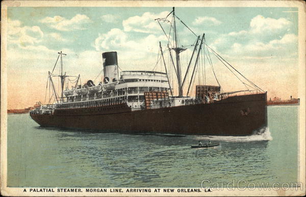 A palatial steamer, Morgan Line, arriving at New Orleans, LA