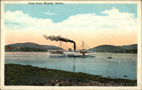View of Steamer on the Water Manset Maine