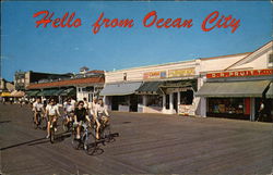 Hello from Ocean City - Bicycling on the Boardwalk New Jersey Postcard Postcard Postcard