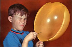 Boy + Balloon + Pin = Pop! Boy + Balloon + Pin = Pop!