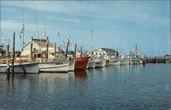 Charter Fishing Boats Near a Dock in Long Island Montauk, NY Postcard Postcard Postcard