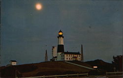 Moon over Montauk Point Lighthouse New York Postcard Postcard Postcard