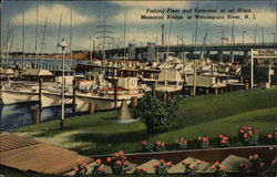 Fishing Fleet and Veterans' of all Wars Memorial Bridge Manasquan, NJ Postcard Postcard Postcard