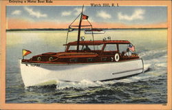 Enjoying a Motor Boat Ride Watch Hill, RI Postcard Postcard Postcard