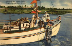 Preparing for Sponge Diving Tarpon Springs, FL Postcard Postcard Postcard