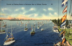 Parade of Fishing Boats in Biscayne Bay Postcard