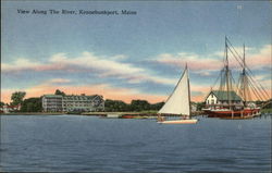 Harbor View Along the River Kennebunkport, ME Postcard Postcard Postcard