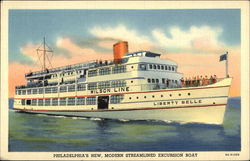 Philadelphia's New, Modern Streamlined Excursion Boat Pennsylvania Postcard Postcard Postcard