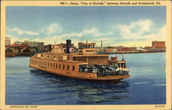 Ferry "City of Norfolk" on the Water Portsmouth, VA Postcard Postcard Postcard