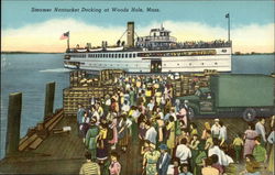 Steamer Nantucket Docking Woods Hole, MA Postcard Postcard 