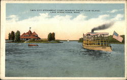 Twin City Steamboat Como Nearing Yacht Club Island, Lake Minnetonka Minn Steamers Postcard Postcard Postcard