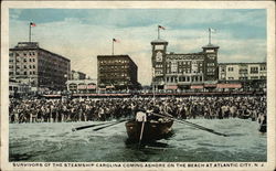 Survivors of the Steamship "Carolina" Coming Ashore on Beach Postcard