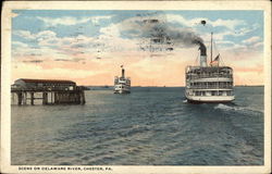 Scene on Delaware River Chester, PA Postcard Postcard Postcard