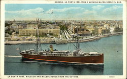 La Punta Fort, Malecon and Maceo Avenue From the Outside Havana, Cuba Postcard Postcard Postcard