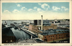 View Of The Lower Harbor Norfolk, VA Postcard Postcard Postcard