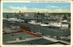 Merchants' and Miners' Steamships at Docks Norfolk, VA Postcard Postcard Postcard