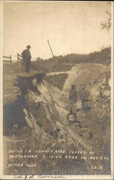 Break in Country Road Caused by Earthquake 4-18-06 Salinas California