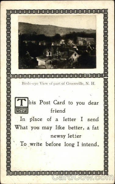 Bird's Eye View of Town Greenville New Hampshire