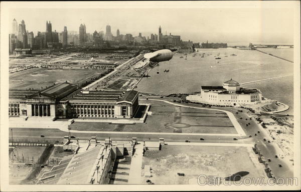 Bird's Eye View of Grant Park showing the John G Shedd Aquarium Chicago Illinois