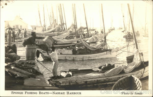 Sponge Fishing Boats at Harbor Nassau Bahamas Sands