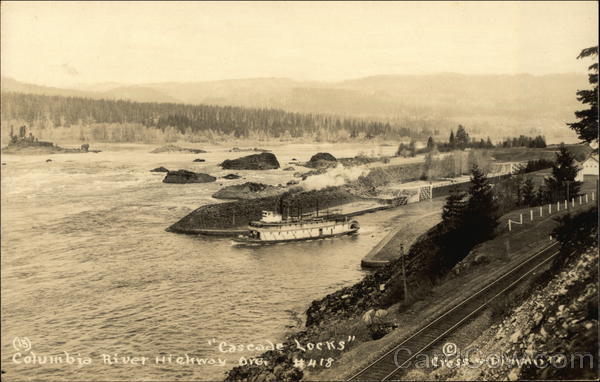 Steamer Going Through Cascade Locks Oregon
