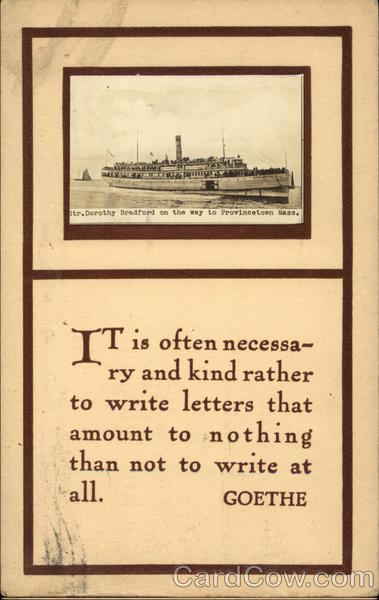 Steamer Dorothy Bradford on way to Provincetown, MA