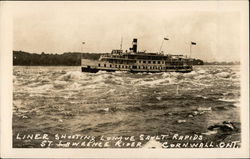 Liner Shooting Longue Salt Rapids, St. Lawrence River Cornwall, ON Canada Ontario Postcard Postcard Postcard