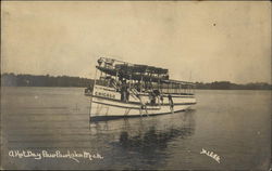 Swimming off the "Chicago" on a Hot Day Paw Paw Lake, MI Postcard Postcard Postcard