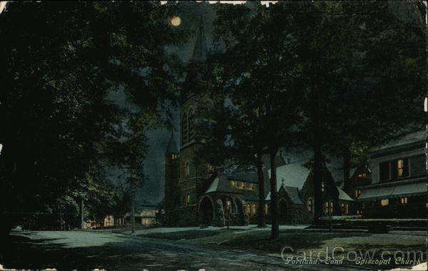 Night View of Episcopal Church Portland Connecticut