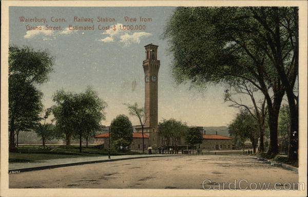 View of Railway Station from Grand Street Waterbury Connecticut