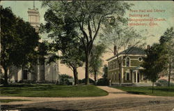 Town Hall and Library Building and Congregational Church Middlebury, CT Postcard Postcard Postcard