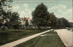 A View on West Lane, showing H.P. Bissell's Residence Ridgefield, CT Postcard Postcard Postcard