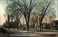 Methodist Church and West Park Stamford, CT Postcard Postcard Postcard