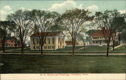 M.E. Church and Parsonage Postcard