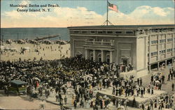 Municipal Baths and Beach, Coney Island Postcard