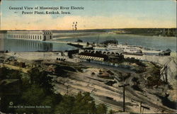 General View of Mississippi River Electric Power Plant Keokuk, IA Postcard Postcard Postcard