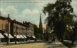 Main Street, Showing St Peter's Catholic Church Danbury, CT Postcard Postcard Postcard