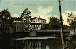 Pequabuck River, looking West Forestville, CT Postcard Postcard Postcard