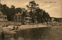 Beach and Residences Grove Beach, CT Postcard Postcard Postcard