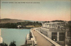 Stevenson Bridge, Dam and Power House on Lake Zoar Postcard
