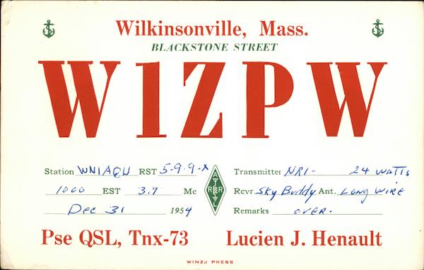 Call Sign W1ZPW - Lucie J. Henault, Wilkinsonville MA