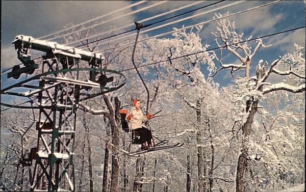 Skier on Chairlift, Mt. Sunapee State Park New Hampshire