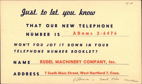 Rudel Machinery Company, Inc. West Hartford Connecticut