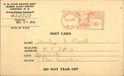 NH State Health Dept. Mobile X-Ray Survey Postcard