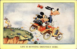 Disney: Mickey & Goofy "Life Is Running Smoothly Here" Cartoons Postcard Postcard Postcard