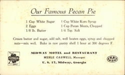 Midway Motel and Restaurant - Pecan Pie Recipe Postcard