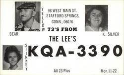 Call Sign KQA-3390 - The Lees, Stafford Springs, CT Connecticut QSL & Ham Radio Postcard Postcard Postcard